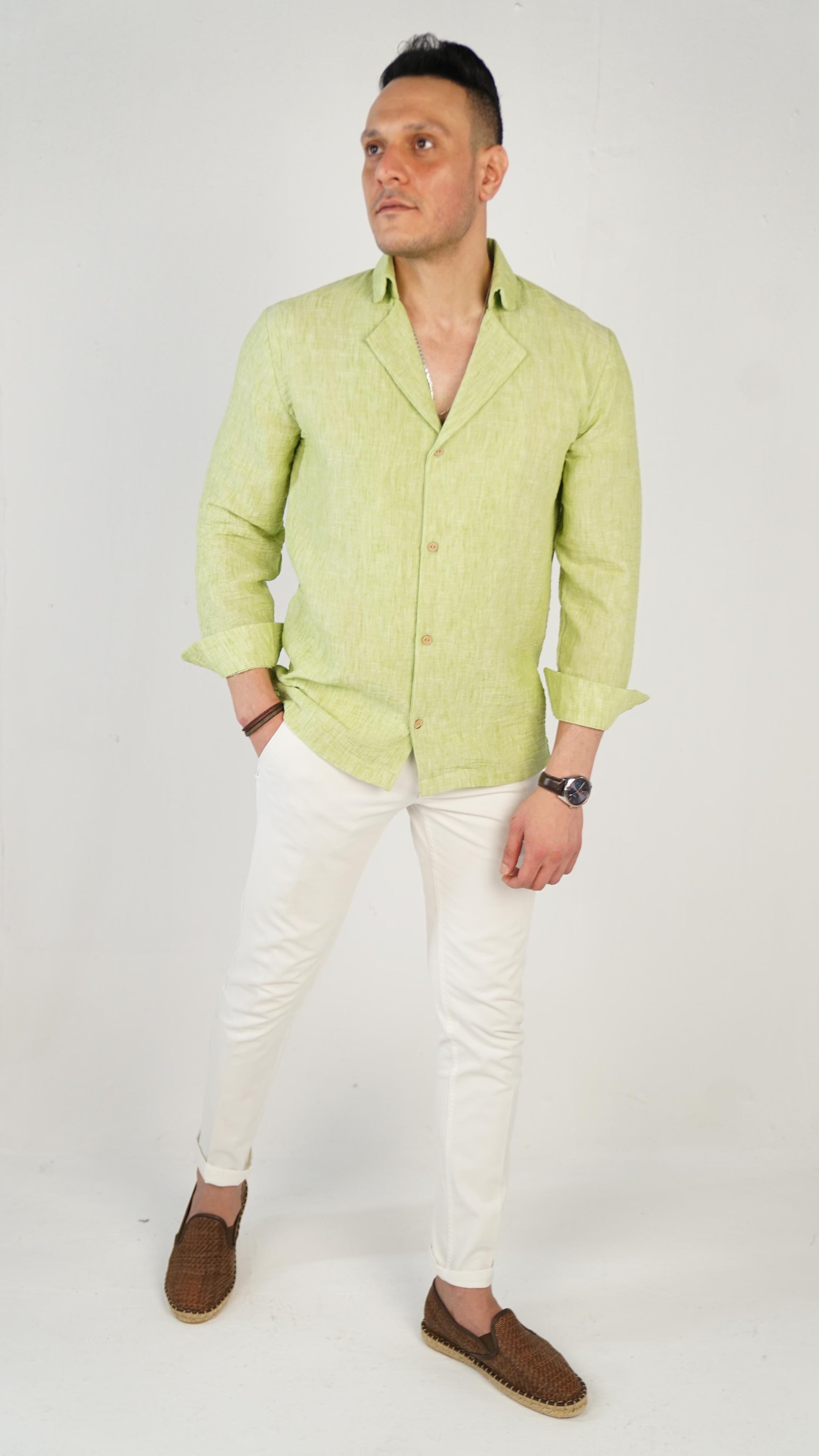 Kiewe Shirt 100% Linen Royal collar