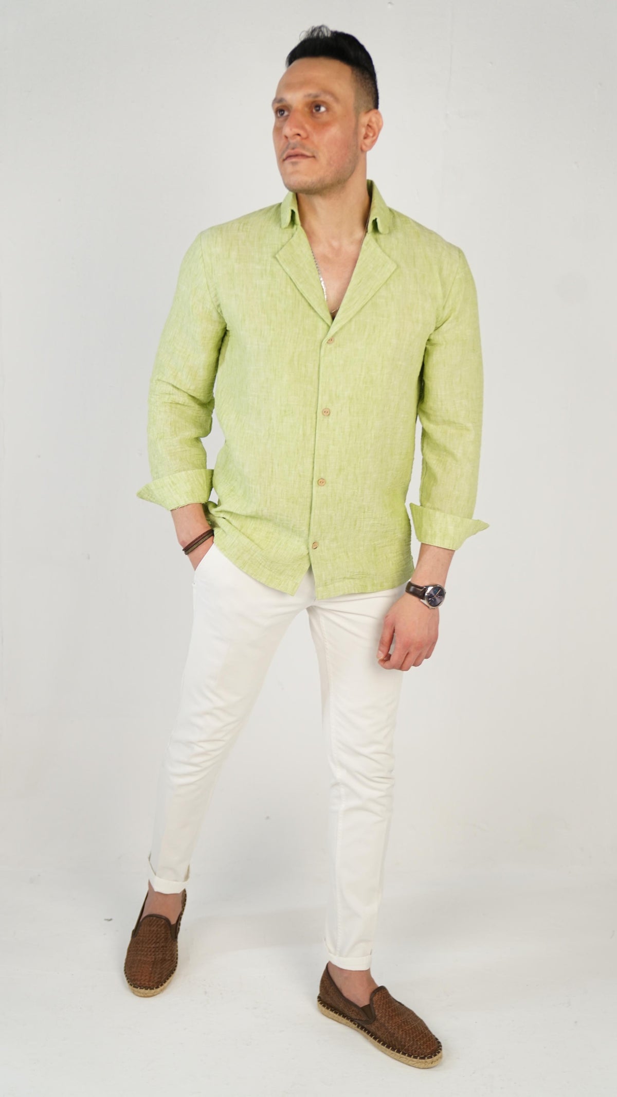 Kiewe Shirt 100% Linen Royal collar