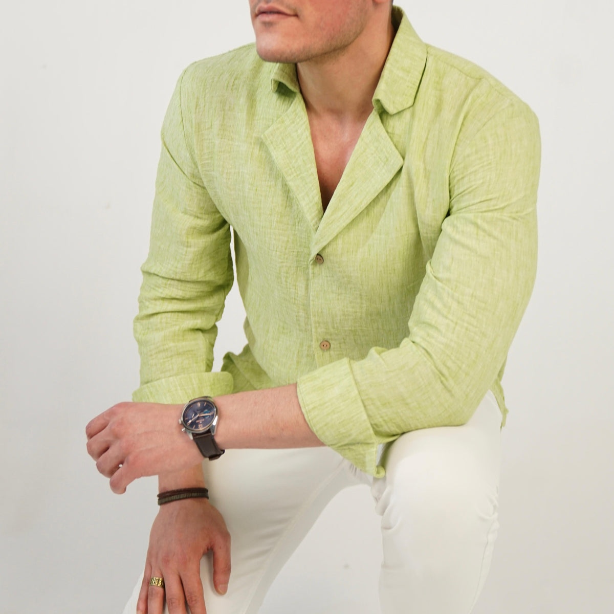 Kiewe Shirt 100% Linen Royal collar