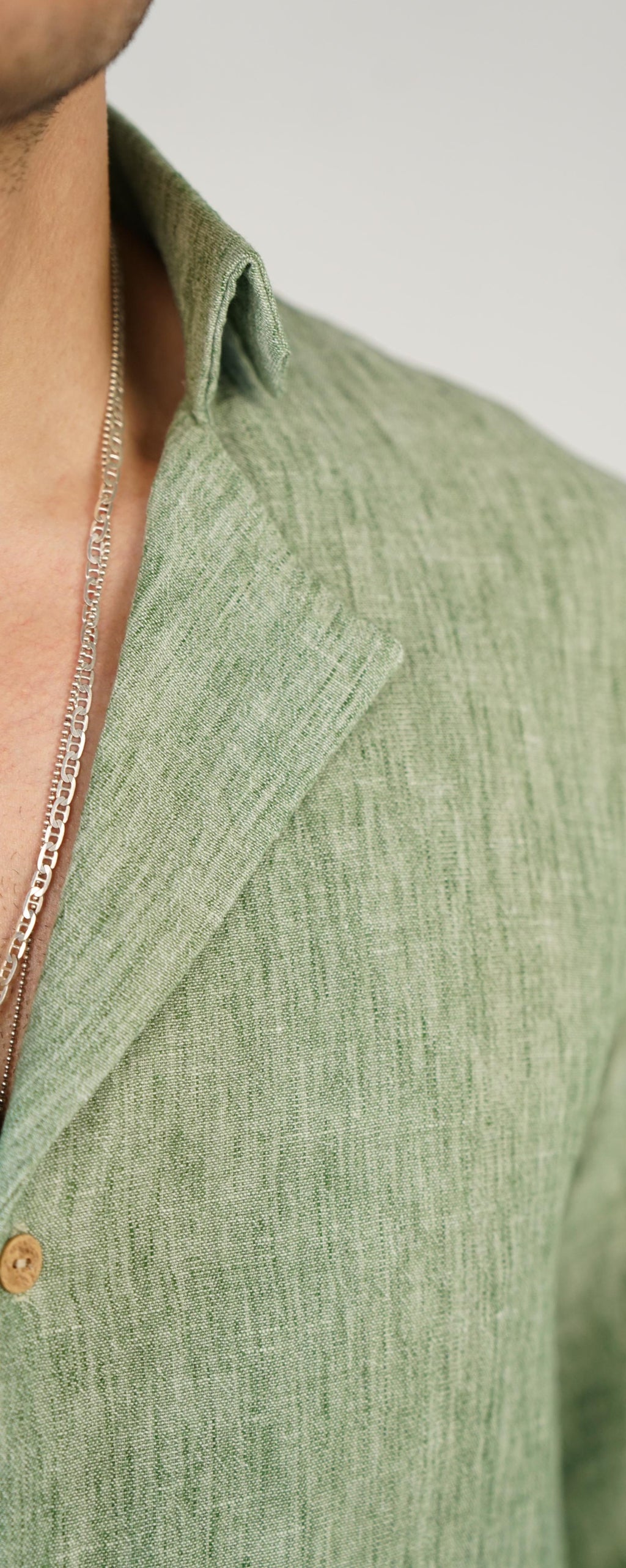 Matcha Shirt 100% Linen Royal collar