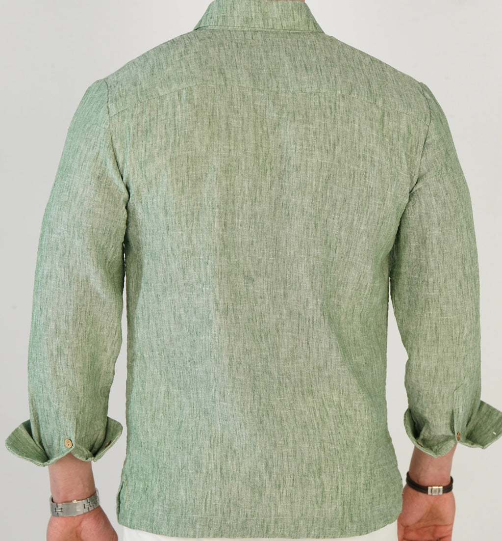 Matcha Shirt 100% Linen Royal collar