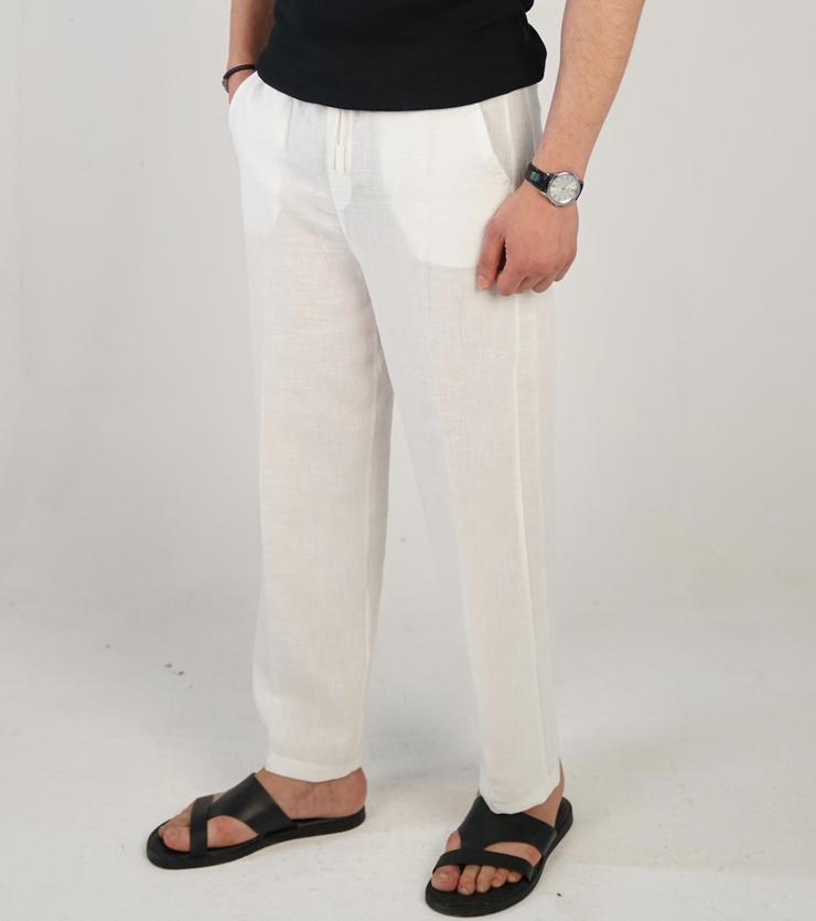 White Trousers 100% Linen